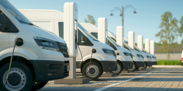 véhicules utilitaires électriques en charge